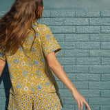 Lightweight Shorts Set in Golden Tapestry