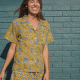 Lightweight Shorts Set in Golden Tapestry