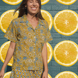 Lightweight Shorts Set in Golden Tapestry